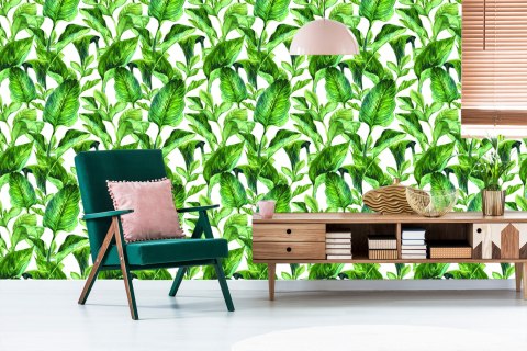 Tapeta Liście Tropikalne Akwarela