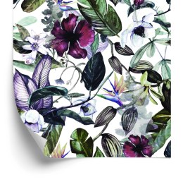 Tapeta Liście Tropikalne Kwiaty