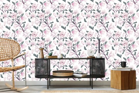 Tapeta Malowane Kwitnące Kwiaty Magnolii