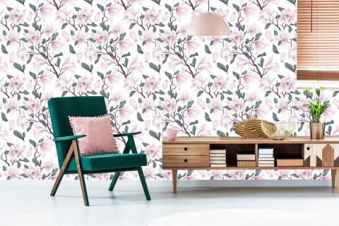 Tapeta Malowane Kwitnące Kwiaty Magnolii