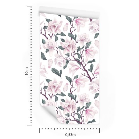 Tapeta Malowane Kwitnące Kwiaty Magnolii