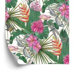 Tapeta Piękne Liście Egzotyczne Kwiaty