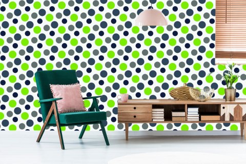 Tapeta Szare I Zielone Kropki