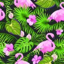 Tapeta Tropikalna - Flamingi, Liście I Kwiaty