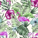 Tapeta Tropikalna - Flamingi, Liście I Kwiaty