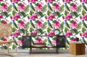 Tapeta Tropikalna - Kolorowe Kolibry, Liście I Kwiaty