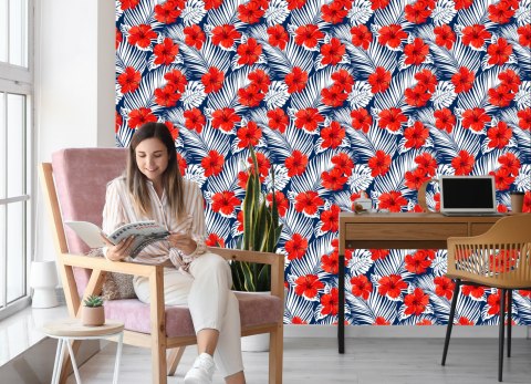 Tapeta Tropikalne Kwiaty I Liście