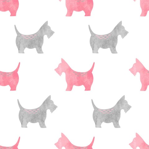Tapeta Akwarelowe Sylwetki Terierów Szkockich
