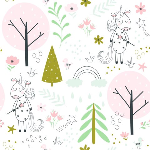 Tapeta Dla Dzieci - Jednorożce W Magicznym Lesie
