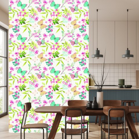 Tapeta Dla Dzieci - Kolorowe Motyle I Kwiaty