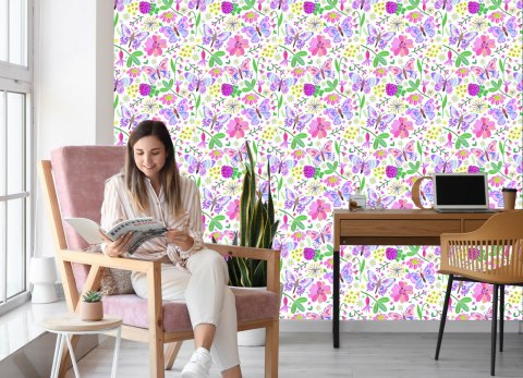 Tapeta Dla Dzieci - Motylki Na Łące