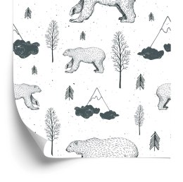 Tapeta Dla Dzieci - Niedźwiadki, Drzewa I Góry