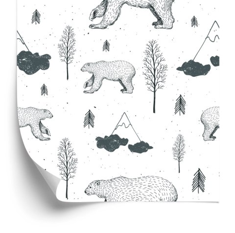 Tapeta Dla Dzieci - Niedźwiadki, Drzewa I Góry