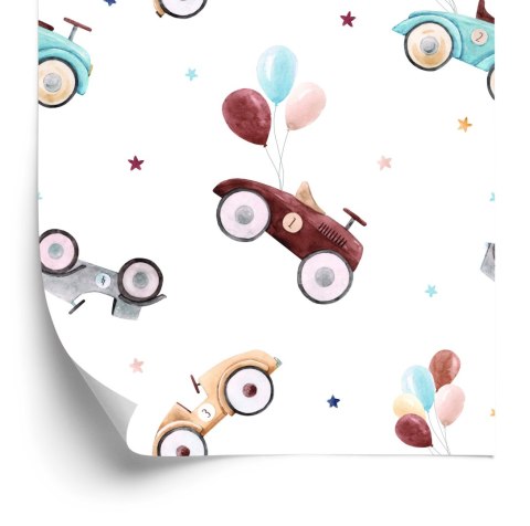 Tapeta Dla Dzieci - Samochody Retro Malowane Akwarelą