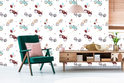 Tapeta Dla Dzieci - Samochody Retro Malowane Akwarelą