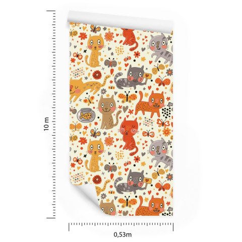 Tapeta Dla Dzieci - Zabawne Kolorowe Kotki