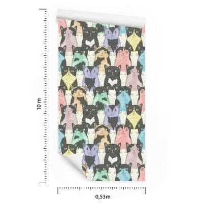 Tapeta Dla Dzieci - Zabawne Kotki - Styl Skandynawski