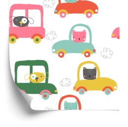 Tapeta Dla Dzieci - Zabawne Zwierzątka I Samochodziki