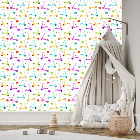 Tapeta Kolorowe Hulajnogi Z Kaskami