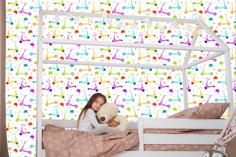 Tapeta Kolorowe Hulajnogi Z Kaskami