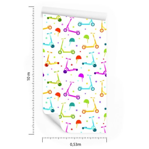 Tapeta Kolorowe Hulajnogi Z Kaskami