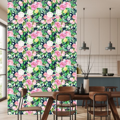 Tapeta Kolorowe Kwiaty I Liście Malowane Akwarelą