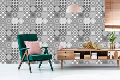 Tapeta Ozdobna Mozaika W Odcieniach Szarości