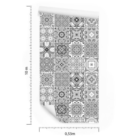 Tapeta Ozdobna Mozaika W Odcieniach Szarości