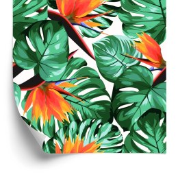 Tapeta Tropikalne Liście I Kwiaty