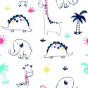 Tapeta Dla Dzieci, Dinozaury Palmy Rośliny Słońce