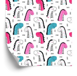 Tapeta Dla Dzieci W Kolorowe Dinozaury, Kropki