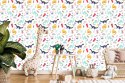 Tapeta Do Pokoju Dziecka Kolorowe Dinozaury Chmury