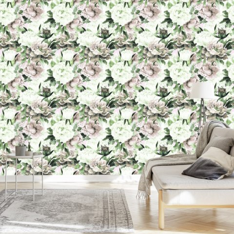 Tapeta Do Sypialni Kwiaty Akwarela Natura Liście