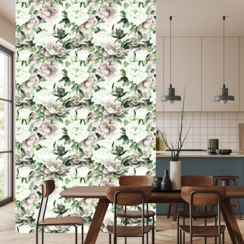 Tapeta Do Sypialni Kwiaty Akwarela Natura Liście