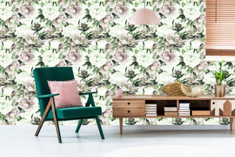 Tapeta Do Sypialni Kwiaty Akwarela Natura Liście