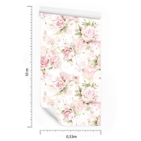 Tapeta Do Sypialni Pastelowe Piwonie Kwiaty Liście