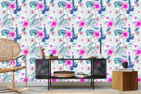 Tapeta Egzotyczne Kwiaty I Liście