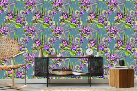 Tapeta Kwiaty Polne, Liście