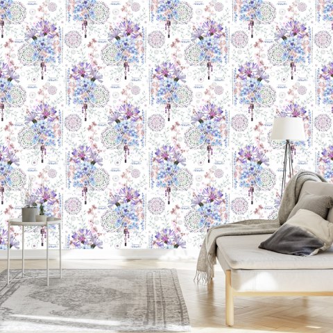 Tapeta Nowoczesna Kwiaty I Ornamenty Akwarela