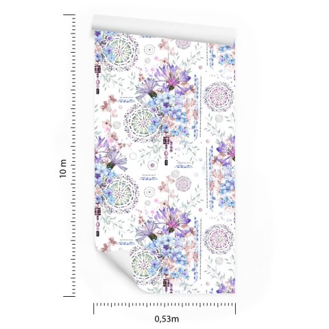 Tapeta Nowoczesna Kwiaty I Ornamenty Akwarela