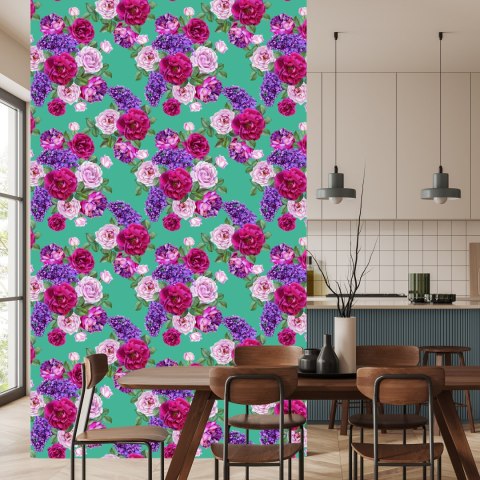 Tapeta Piękne Kolorowe Róże I Bzy