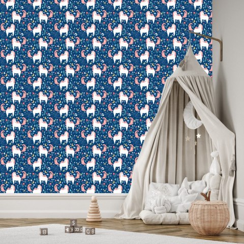 Tapeta Dla Dzieci - Jednorożce I Roślinki