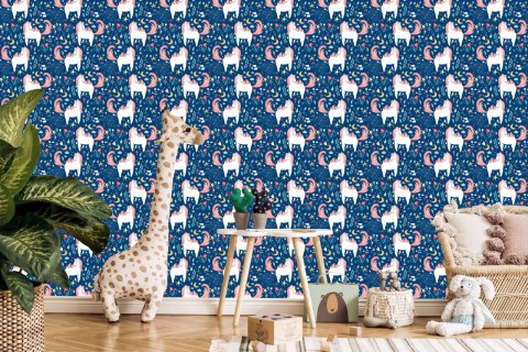 Tapeta Dla Dzieci - Jednorożce I Roślinki