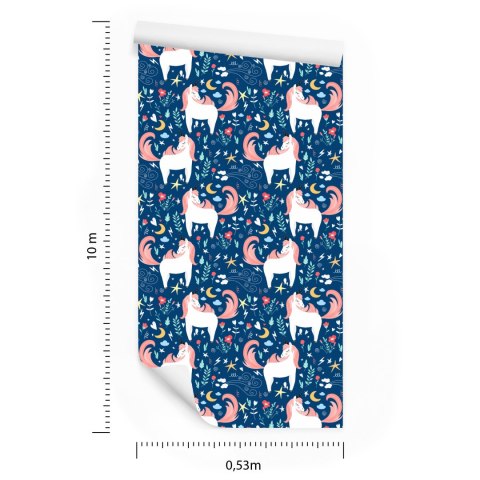 Tapeta Dla Dzieci - Jednorożce I Roślinki