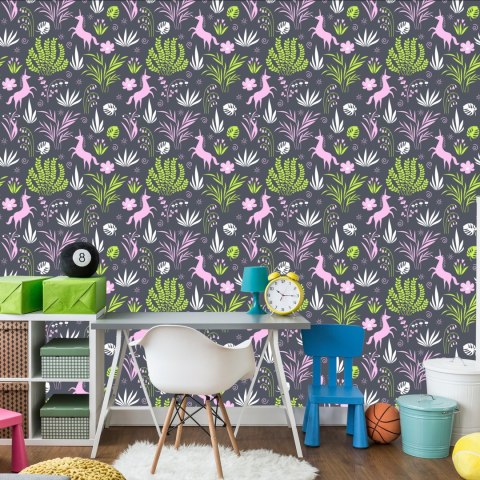 Tapeta Dla Dzieci - Jednorożce I Rośliny