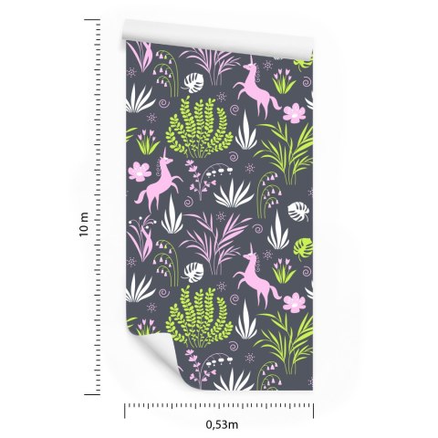 Tapeta Dla Dzieci - Jednorożce I Rośliny