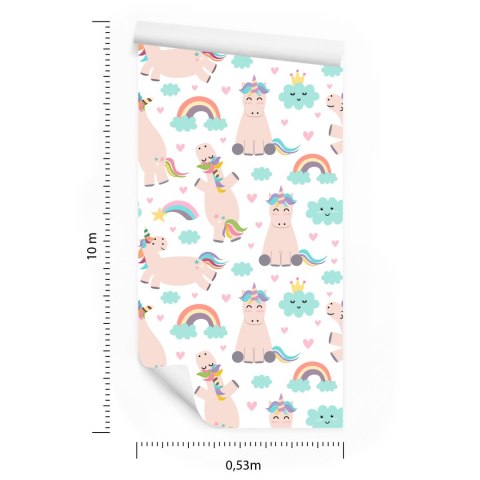 Tapeta Dla Dzieci - Jednorożce I Tęcza