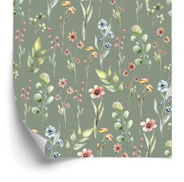 Tapeta Do Salonu Wiosenne Kwiaty Polne Liście 3D