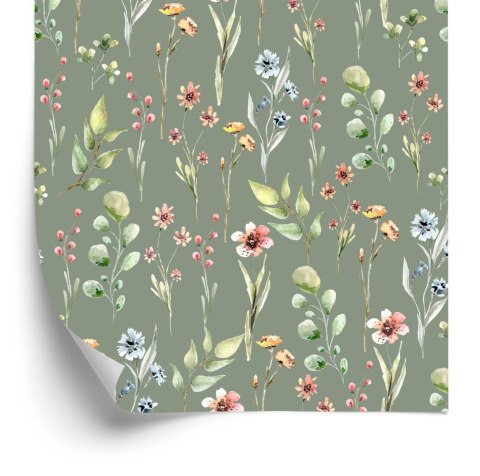 Tapeta Do Salonu Wiosenne Kwiaty Polne Liście 3D