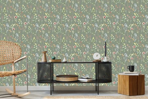 Tapeta Do Salonu Wiosenne Kwiaty Polne Liście 3D